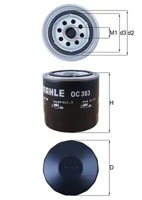 MAHLE OC383 | Yağ Filtresi Lada/Skoda Favorit M131 1600 88-