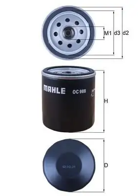 MAHLE OC988 | Yağ Filtresi Toyota Corolla/Auris/Hilux/Yaris/Prado 1.4 D-4D 06-15
