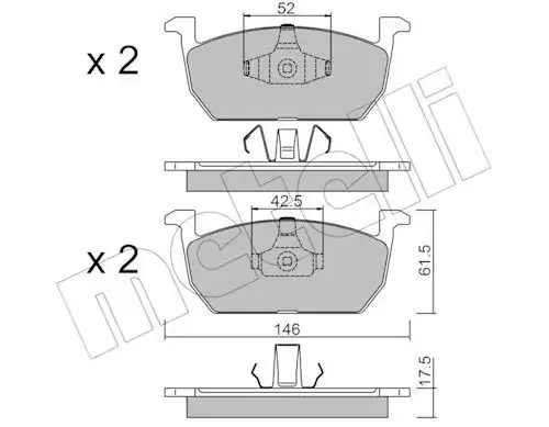 METELLİ 22-1214-0 | Ön Fren Balatası Kablosuz VW Polo 18 Audi A1 19 Seat Ibiza 18