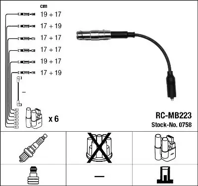 NGK 0758 | Buji Kablosu Tk W202 97 00 W203 00 07 W210 96 02 W220 98 05 W163 98 02