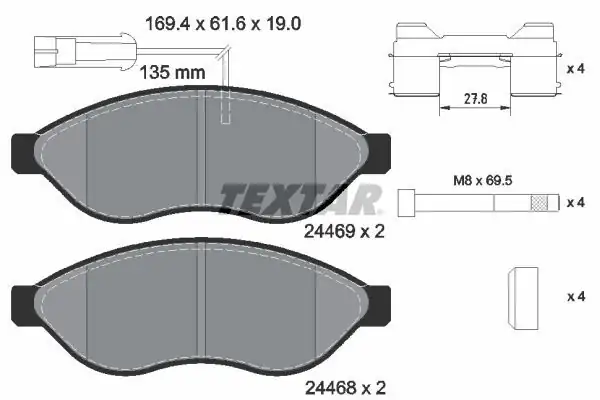 TEXTAR 2446901 | Fren Balatası Ön Fiat Ducato III Boxer III Jumper III 2 2 06