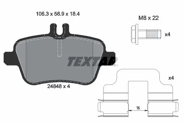 TEXTAR 2484803 | Fren Balatası Arka 117 / 156 / 176 / 246 Bm 12 -
