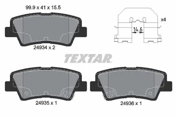 TEXTAR 2493401 | Fren Balatası Arka Accent Benzin-Dizel 2011 -