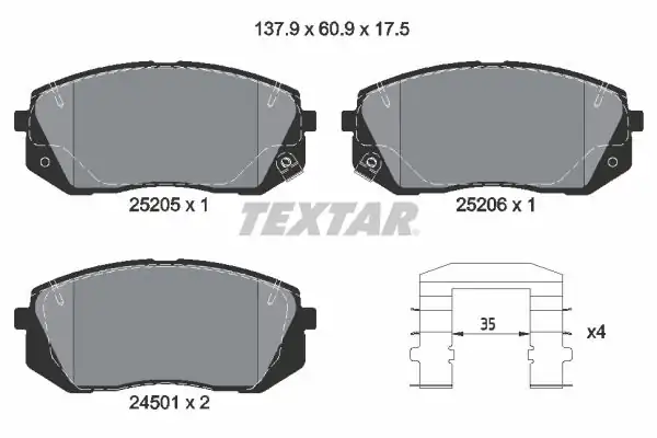 TEXTAR 2520501 | Fren Balatası Ön Kia Sportage Tucson Kona İx35 İ40 11 19