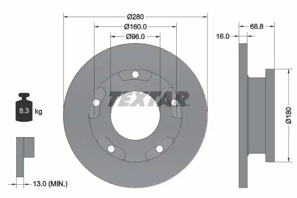 TEXTAR 92159103 | Fren Diski Arka Transit V 347 Bm 06 2 Adet