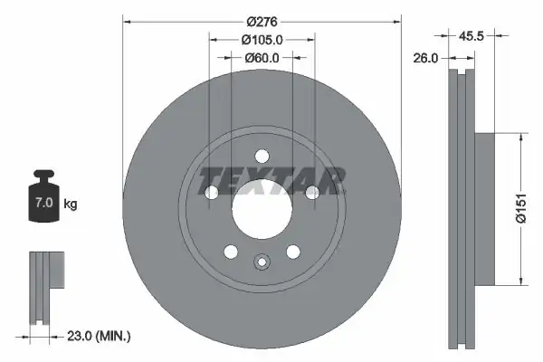 TEXTAR 92198903 | Fren Diski Opel Astra J Cruze Aveo T300 276mm Ön 2 Adet