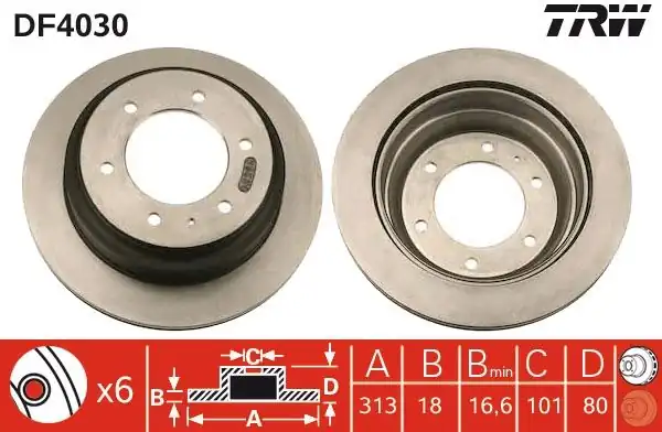 TRW DF4030 | Arka Fren Diski Havalı Opel Frontera A B 92 98 Isuzu Trooper III 00 04 313mm