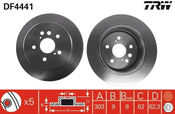 TRW DF4441 | Disk Arka Toyota Rav4 1.8-2.0 Chery Tıggo 07 | 1 Adet