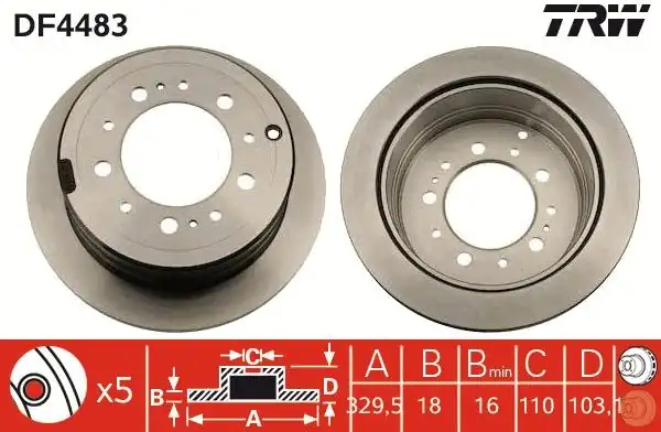 TRW DF4483 | Disk Arka Toyota Land Cruiser 4 2td 4 7 98 08