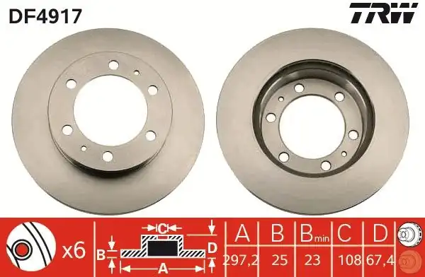 TRW DF4917 | Ön Fren Disk Aynası Havalı Toyota Hilux Vıgo 2 5dt 3 0dt D 4d 4 4 05 15 297 6 1 Adet