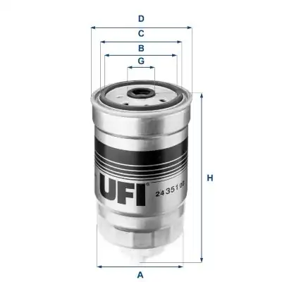 UFI 24.351.00 | Mazot Filtresi Accent 1.5D / Ducato I / Boxer I / Jumper I / Transit 2.4D
