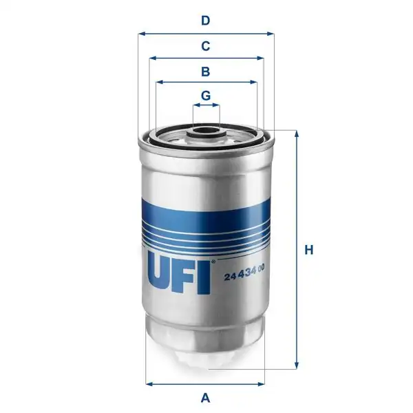 UFI 24.434.00 | Mazot Filtresi (Fiat Ducato-Doblo 1.9 JTD / Citroen Jumper / Peugeot Boxer 2.8Hdı) Oe