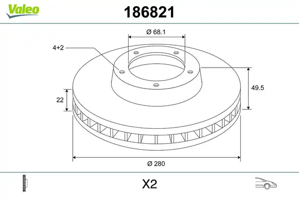 Valeo 186821 Disk Ön 02 Almera 1 Adet Nissan Primera P11 1 8 2 0 Almera 00 06