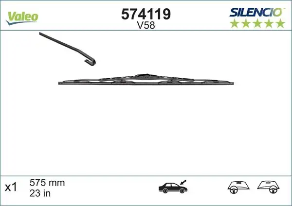 VALEO 574119 | Silecek 575mm (X1) (Fiat Bravo Bravo Palio (Spoy)