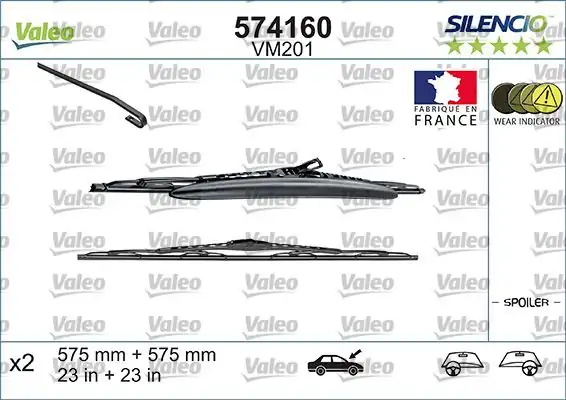 VALEO 574160 | Silencio Vm201 (X2) (575 + 575 mm) Saab9.5