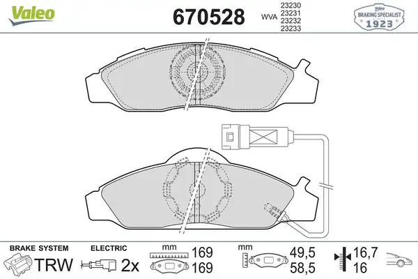 Valeo 670528 Fren Balata Ön Ssangyong Musso Korando 97 06 Fişli