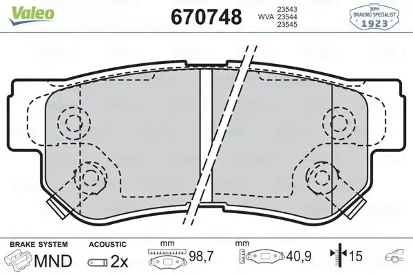 Valeo 670748 Fren Balata Arka Hyundai Tucson 04 10 Santa Fe 00 05 Kia Sportage 04 08 Opırus 01 06
