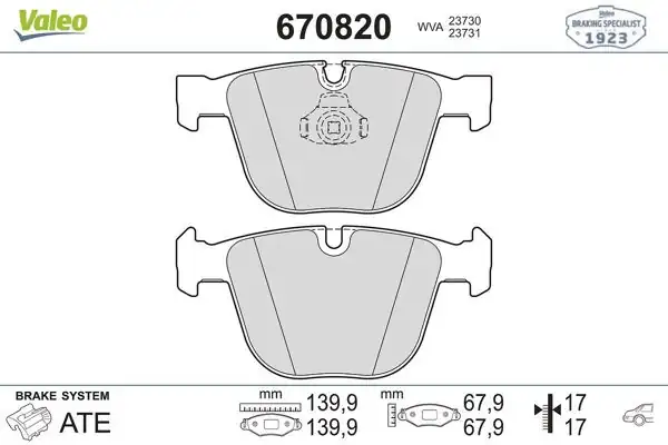 VALEO 670820 | Fren Balata Arka BMW E60 E61 E63 E64 E70 E90 X5 X6 04-11