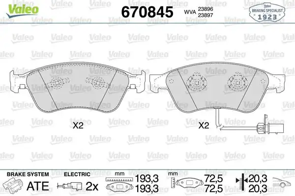 VALEO 670845 | Fren Balata Ön 04-11 Aı.A6-A8 2.0Tfsi-2.8Fsi-3.0Tfsi