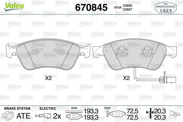 Valeo 670845 Ön Fren Balatası Audi A6 A8 VW Phaeton 2 0 TFSI 04 11
