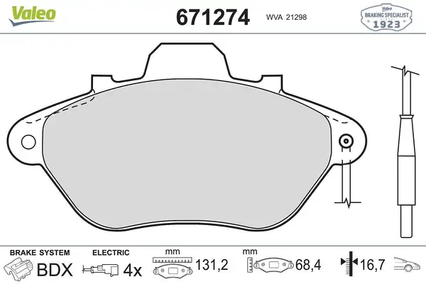 Valeo 671274 Ön Arka Fren Balatası Peugeot 605 10 1989 6 1994 Renault Clio II 3 1998 3 2001 Clio II