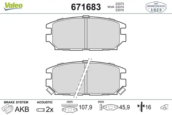 Valeo 671683 Fren Balatası Arka Dodge Chrysler Stealth 3 0 89 96 Mitsubishi Galant 2 5 11 92 96