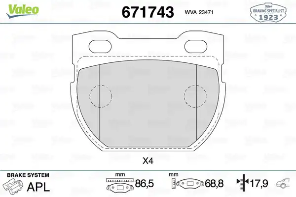 Valeo 671743 Fren Balatası Arka Land Rover Defender S Wagon 2 5 D4 4 90 01 Defender Cabrio 2 4 Td44 4 07