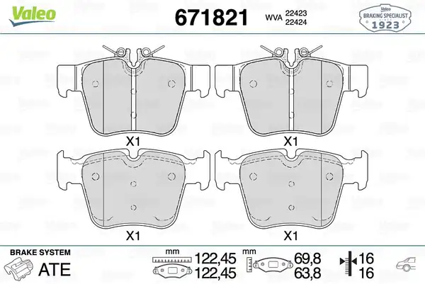 Valeo 671821 Fren Balata Arka Mercedes Benz C Serisi W205 W253 4 Matic