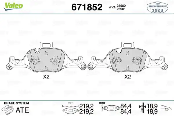 Valeo 671852 Fren Balata Ön Bmw G01 G02 G05 G11 G12 G30 G20 218 0mm