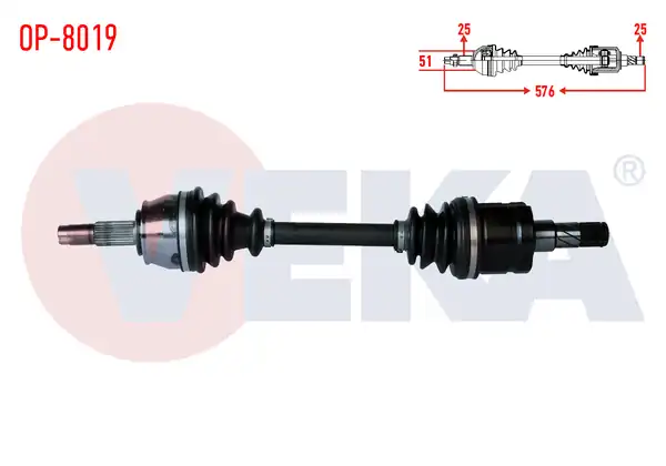 Veka Op 8019 Komple Aks Sol Ön Opel Corsa D 1 3 CDTI Dth Uzunluk 576mm 2006 2014