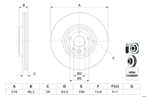 BOSCH 0986479E62 *2 | Fren Diski Ön Havalı Jaguar Xe X760 15 > | 2 Adet