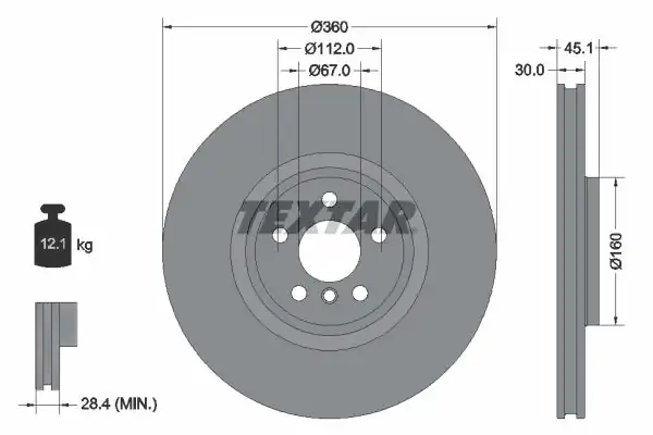 TEXTAR 92307203 | Fren Diski F 39 40 44 48 Mini F 54 56 60 Ön Sağ