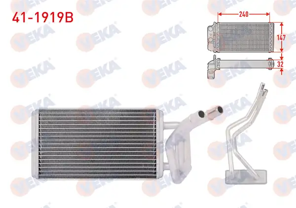 VEKA 41-1919B | Kalorifer Radyatörü Brazing (Klimalı) Ford Transit (V184, V347) 2001-2013 / Mondeo 1992-2007