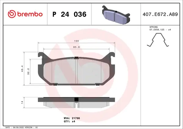 BREMBO P24036 | Fren Balatası Arka Low Met Ford