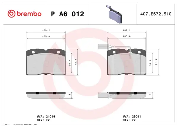 BREMBO PA6012 | Fren Balatası Ön Low Met Alfa Romeo