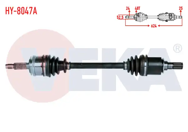 Veka Hy_ 8047a Komple Aks Sol Ön Hyundai İ10 Pa 1 1i 12v M T ABS li 48 Dış Uzunluk 624mm 2008 2013