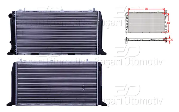 AUTOLUX 1113035-22 | Su Radyatörü Mekanik M-T 590x322x34 Audi A80 1 6 1 6d 1 8 2 0 2 0e 86