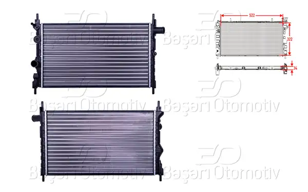 AUTOLUX 2113084-22 | Su Radyatörü Mekanik M-T 525x322x23 Opel Kadet E1 3 88