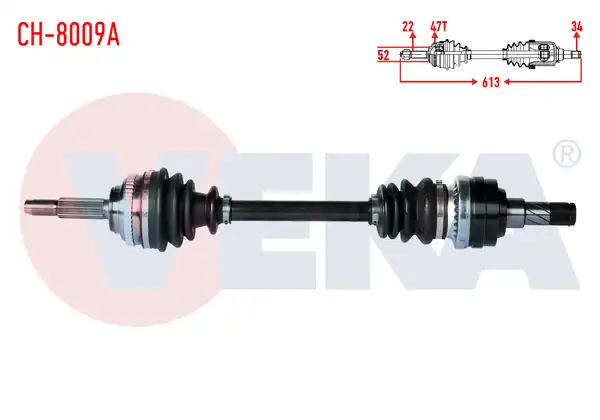 Veka Ch. 8009a Komple Aks Sol Ön Chevrolet Kalos T200 1 4 ABS li 47 Dış M T Uzunluk 613mm 2003 2008