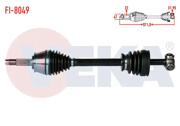 Veka Fi 8049 Komple Aks Sol Ön Fiat Palio 1 2i 16v C513 C514 Şanzıman Uzunluk 571 5 mm 1996 1999