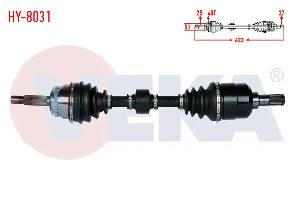 Veka Hy_ 8031 Komple Aks Sol Ön Hyundai Accent Era 1 5 CRDI ABS li 48 Dış Uzunluk 633mm 2006 2012 Kia Rio II Jb 1 5 CRDI 2005 2011