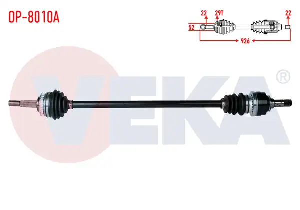 Veka Op 8010a Komple Aks Sağ Ön Uzunluk 926mm ABS li 29 Dış Opel Astra F