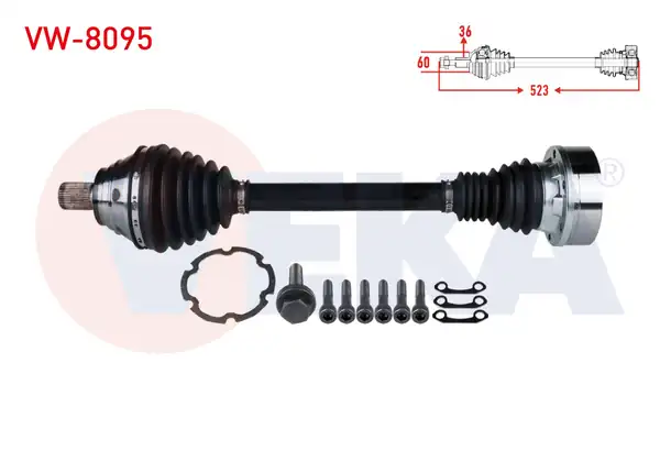 Veka VW 8095 Komple Aks Sol Ön Uzunluk 523mm VW Golf VII