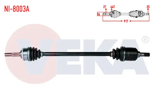 Veka Ni 8003a Komple Aks Sağ Ön Nissan Primera P11 1 8i 16v ABS li 44 Dış Uzunluk 917mm 1996 2001