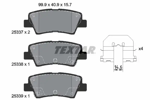 TEXTAR 2533701 | Fren Balatası Arka Accent Blue/i10/I40/Elantra/Ioniq/Tucson/Rio/Soul/Ceed/Auris/Corolla 2011-20