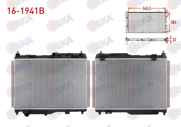 VEKA 16-1941B | Su Radyatörü Brazing (5.5mm Fin) Ford Tourneo Courıer 1.5 TDCI M-T 2018-/ Fiesta VII 1.1 Ti-Vct-1.5 TDCI M-T 2017-/ Ecosport 1.0 Ecoboost M-T 2018 -