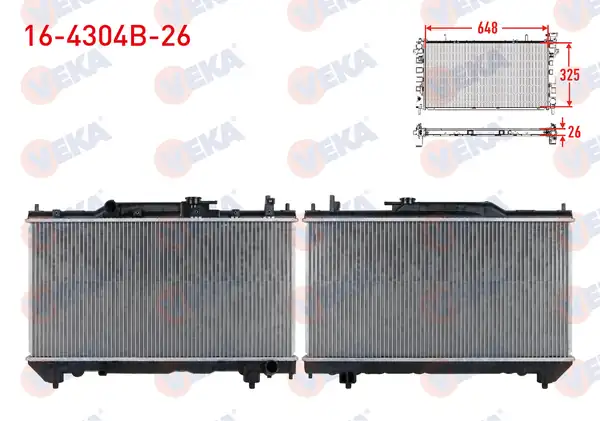 VEKA 16-4304B-26 | Su Radyatörü Brazing Kalınlık 26mm Toyota Avensis T22 2 0i M T 1997 2003