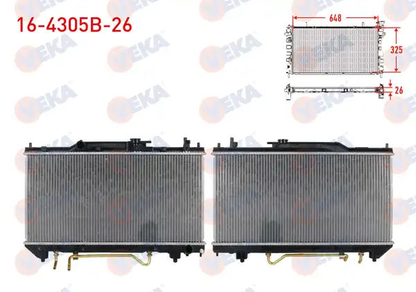 VEKA 16-4305B-26 | Su Radyatörü Brazing Kalınlık 26mm Toyota Avensis T22 2 0i A T 1997 2003