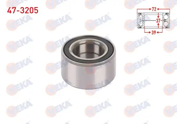 VEKA 47-3205 | On Tekerlek Rulmanı Sol-Sağ (Abssız) 39X72x37 Opel Corsa C 1.7 CDTI 00-06 / Vectra A 1.6 88-95 / Astra F 91-05 / Meriva A 03-10 / Ford Focus I 99-05 / Fiesta 01-08 / Fusion 02-12 / Escort 92-95 / Mazda 2 03-15