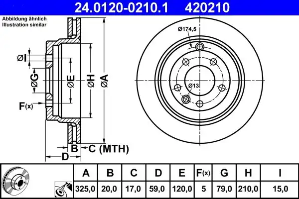 ATE 24.0120-0210.1 | Fren Diski Arka Land Rover Range Rover Discovery III-IV Sport | 2 Adet